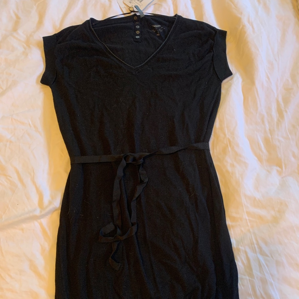 NAF NAF black cotton stretchy dress with tie at waist